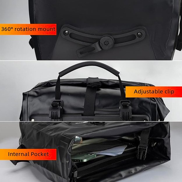 Rockbros 30140022001 waterproof bicycle bag for trunk - black 4