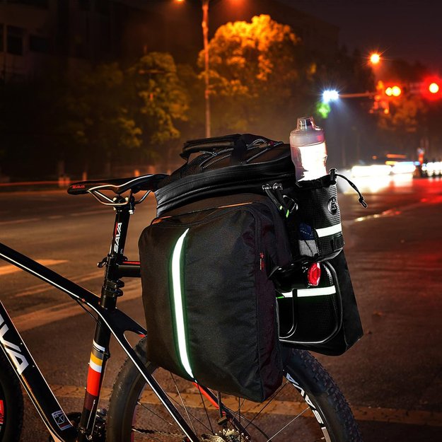 Rockbros A6-6 bicycle bag for trunk, 35 l, with fold-out pockets - black 6