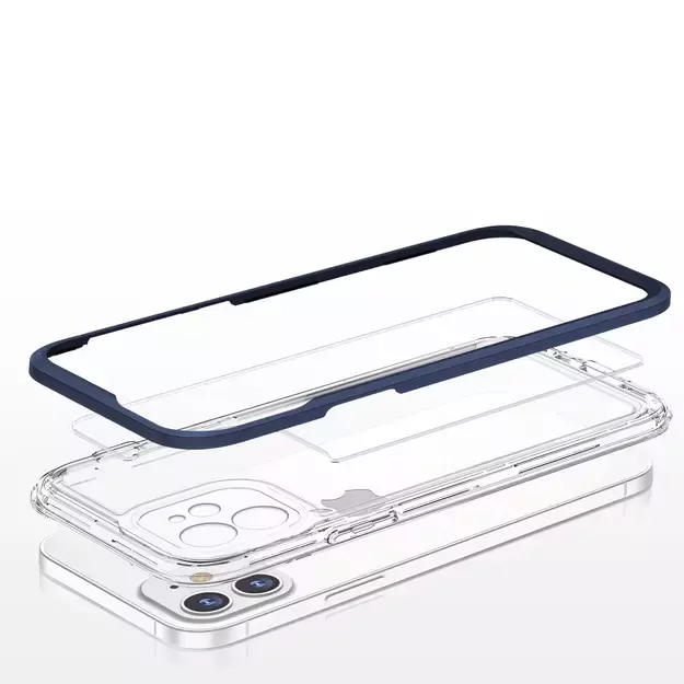 Clear 3in1 case for iPhone 12 blue frame gel cover 4