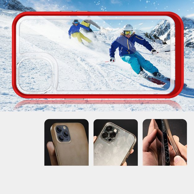 Clear 3in1 case for iPhone 13 mini gel cover with frame red 8