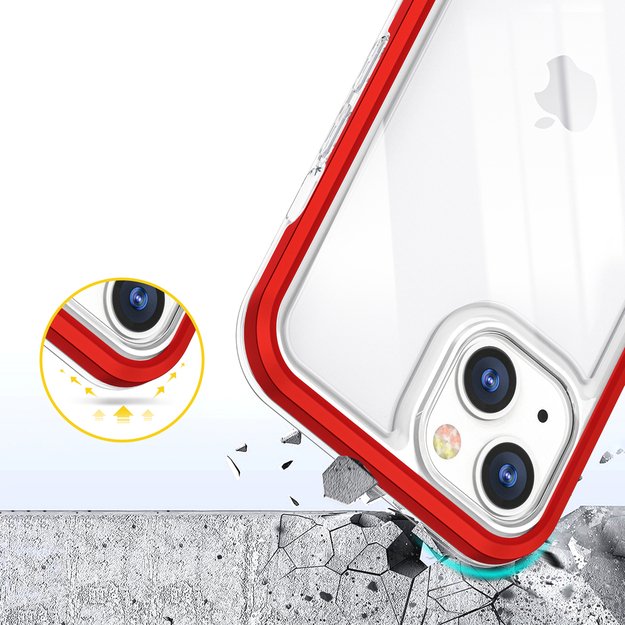 Clear 3in1 case for iPhone 13 mini gel cover with frame red 11