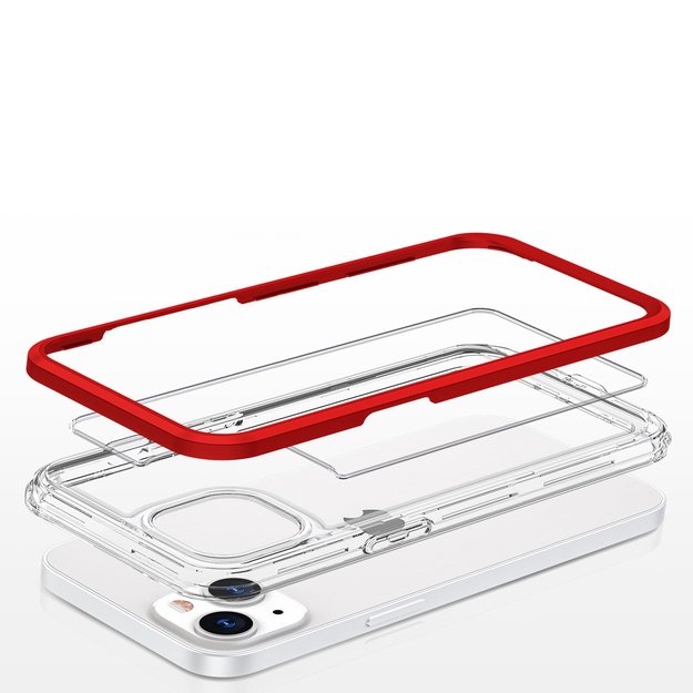 Clear 3in1 case for iPhone 13 mini gel cover with frame red 10
