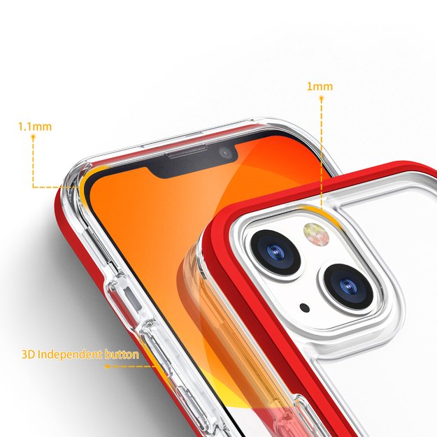 Clear 3in1 case for iPhone 13 mini gel cover with frame red 9