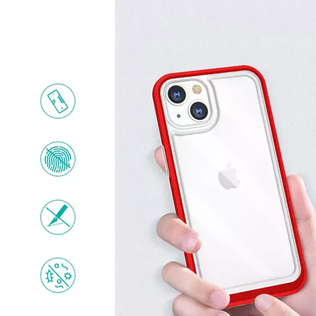 Clear 3in1 case for iPhone 13 mini gel cover with frame red 1