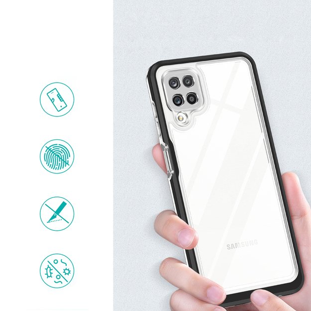 Clear 3in1 Case for Samsung Galaxy A22 4G Frame Gel Cover Black 6