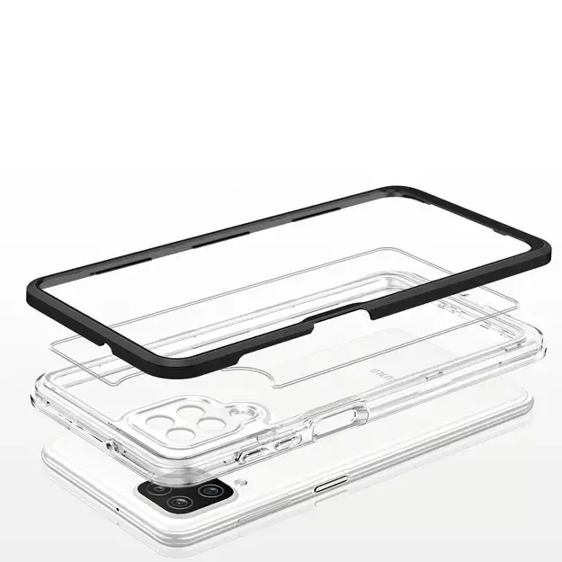 Clear 3in1 Case for Samsung Galaxy A22 4G Frame Gel Cover Black 4