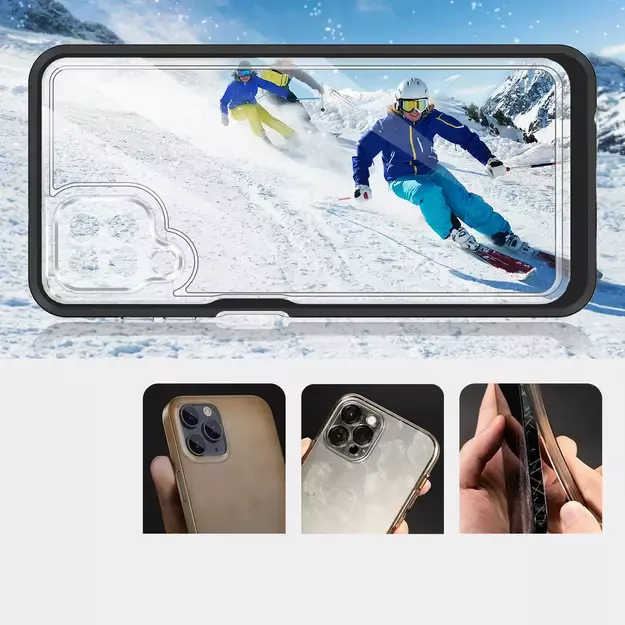 Clear 3in1 Case for Samsung Galaxy A22 4G Frame Gel Cover Black 2