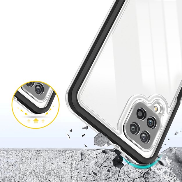 Clear 3in1 Case for Samsung Galaxy A22 4G Frame Gel Cover Black 11