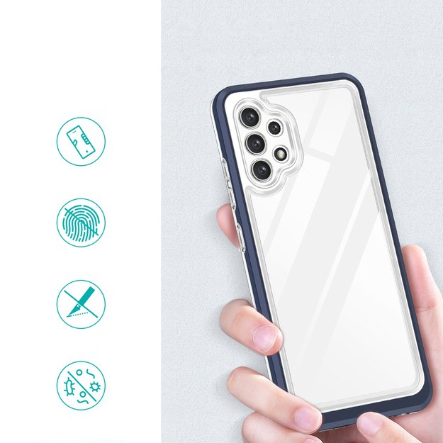 Clear 3in1 Case for Samsung Galaxy A72 4G Frame Gel Cover Blue 6