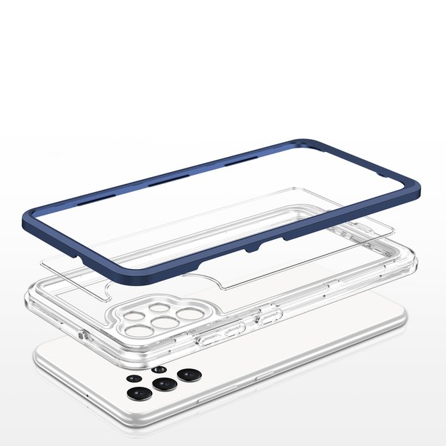 Clear 3in1 Case for Samsung Galaxy A72 4G Frame Gel Cover Blue 10
