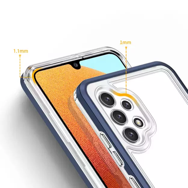 Clear 3in1 Case for Samsung Galaxy A72 4G Frame Gel Cover Blue 3