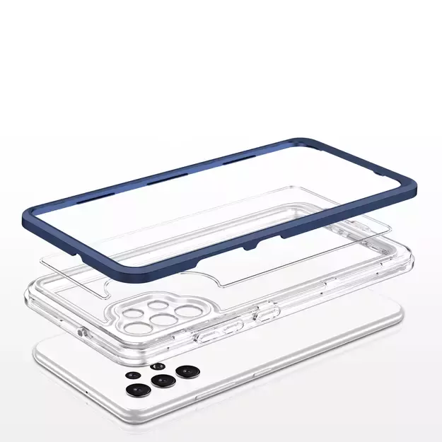 Clear 3in1 Case for Samsung Galaxy A72 4G Frame Gel Cover Blue 4