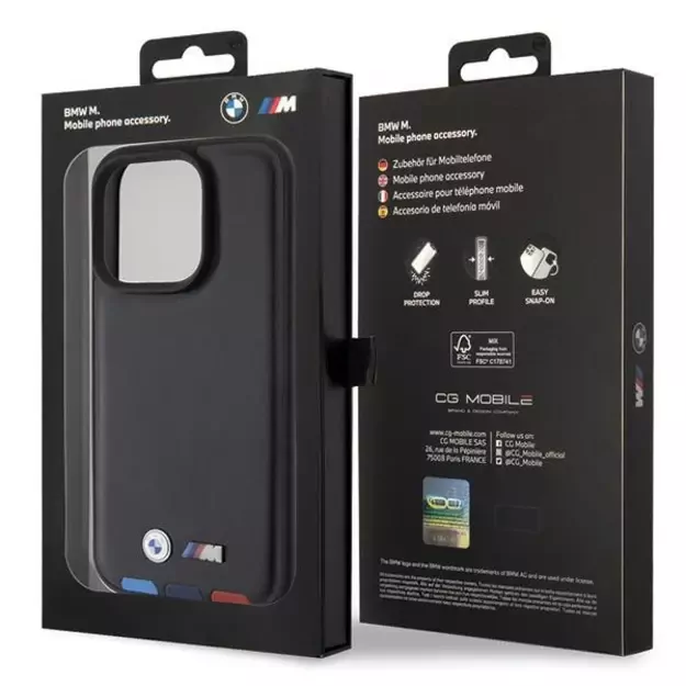 BMW BMHCP15L22PTDK iPhone 15 Pro 6.1&quot  black/black Leather Stamp Tricolor 7