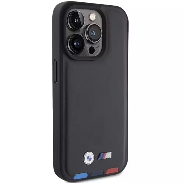 BMW BMHCP15L22PTDK iPhone 15 Pro 6.1&quot  black/black Leather Stamp Tricolor 3