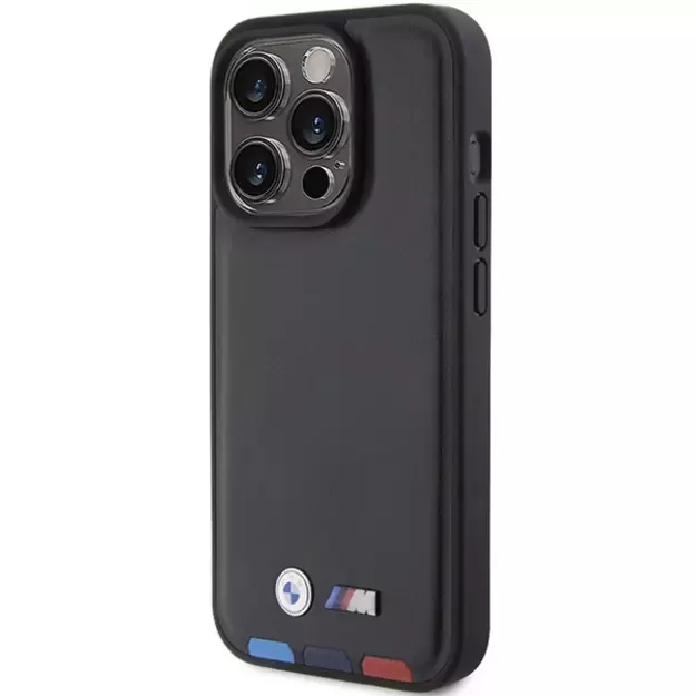 BMW BMHCP15L22PTDK iPhone 15 Pro 6.1&quot  black/black Leather Stamp Tricolor 1