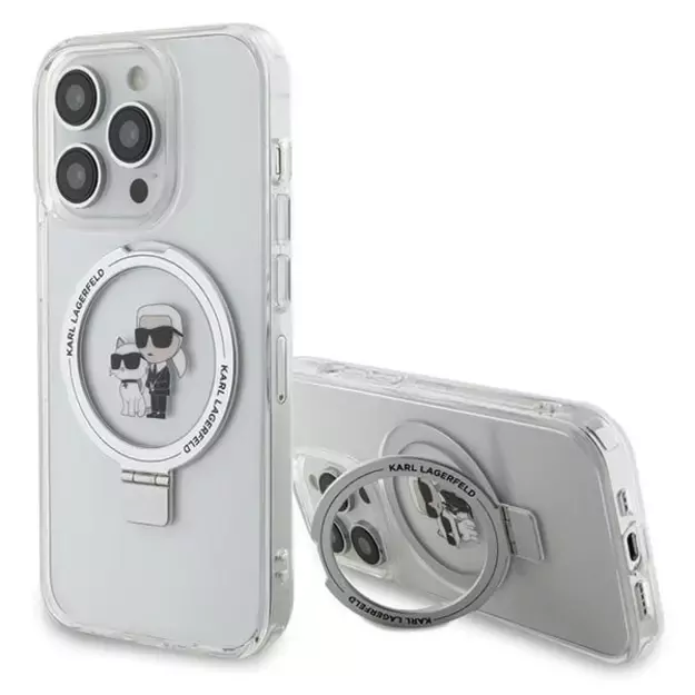 Karl Lagerfeld KLHMP14LHMRSKCH iPhone 14 Pro 6.1&quot  white/white hardcase Ring Stand Karl&amp Choupette MagSafe