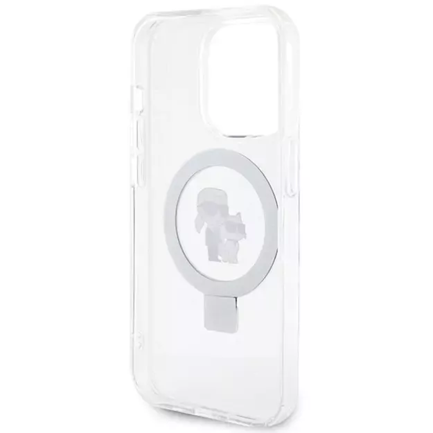 Karl Lagerfeld KLHMP14LHMRSKCH iPhone 14 Pro 6.1&quot  white/white hardcase Ring Stand Karl&amp Choupette MagSafe 13