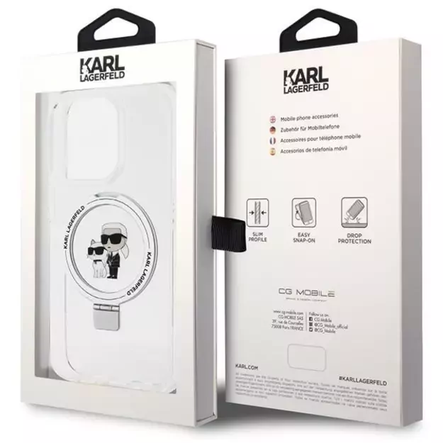 Karl Lagerfeld KLHMP14LHMRSKCH iPhone 14 Pro 6.1&quot  white/white hardcase Ring Stand Karl&amp Choupette MagSafe 14