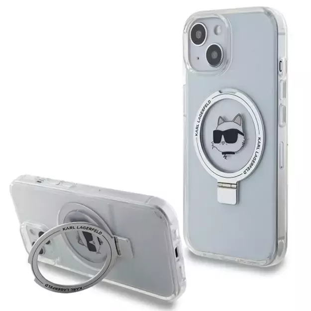Karl Lagerfeld KLHMP15SHMRSCHH iPhone 15 6.1&quot  white/white hardcase Ring Stand Choupette Head MagSafe