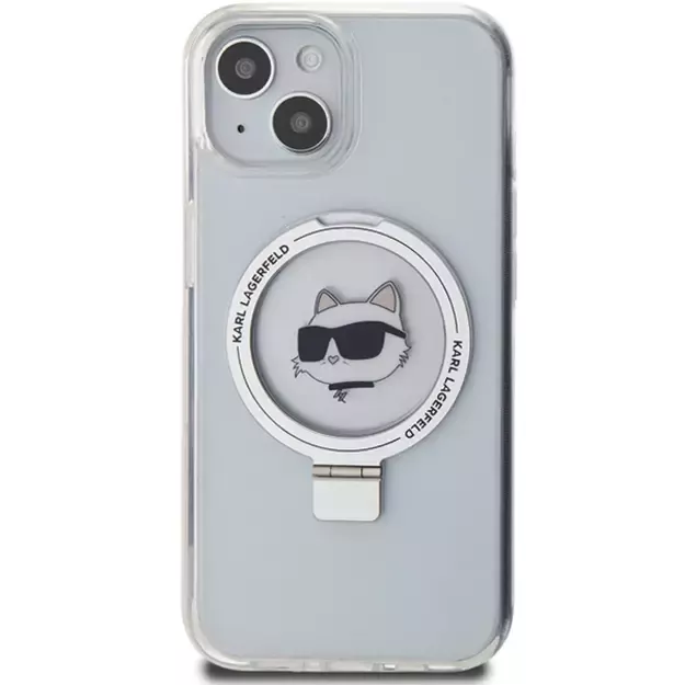 Karl Lagerfeld KLHMP15SHMRSCHH iPhone 15 6.1&quot  white/white hardcase Ring Stand Choupette Head MagSafe 2