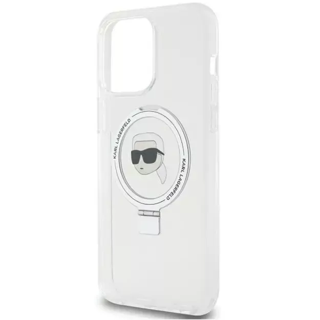 Karl Lagerfeld KLHMP15XHMRSKHH iPhone 15 Pro Max 6.7&quot  white/white hardcase Ring Stand Karl Head MagSafe 5