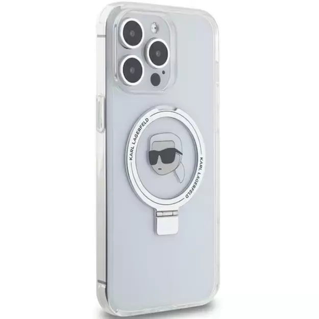 Karl Lagerfeld KLHMP15XHMRSKHH iPhone 15 Pro Max 6.7&quot  white/white hardcase Ring Stand Karl Head MagSafe 4