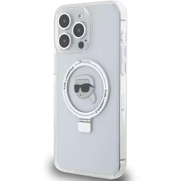 Karl Lagerfeld KLHMP15XHMRSKHH iPhone 15 Pro Max 6.7&quot  white/white hardcase Ring Stand Karl Head MagSafe 1