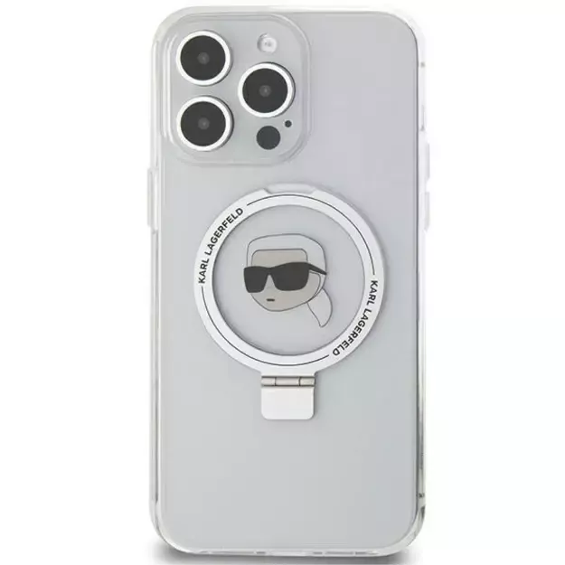 Karl Lagerfeld KLHMP15XHMRSKHH iPhone 15 Pro Max 6.7&quot  white/white hardcase Ring Stand Karl Head MagSafe 3