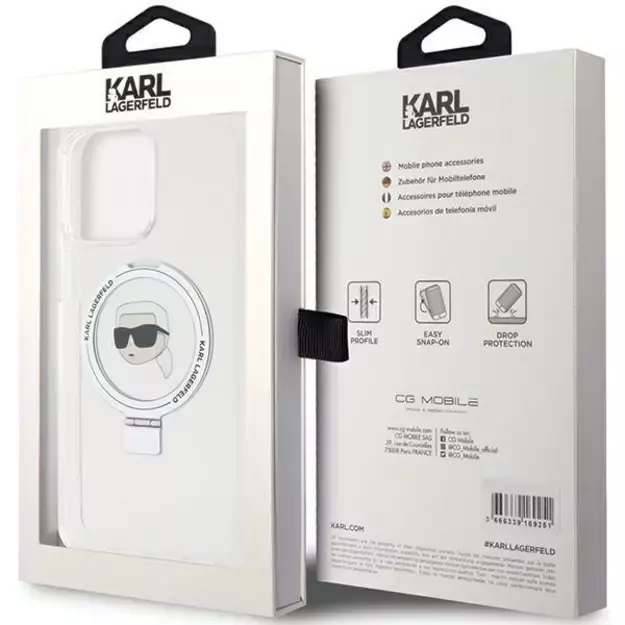 Karl Lagerfeld KLHMP15XHMRSKHH iPhone 15 Pro Max 6.7&quot  white/white hardcase Ring Stand Karl Head MagSafe 7