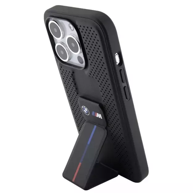 BMW Grip Stand Smooth & Perforated case for iPhone 15 Pro - black 1