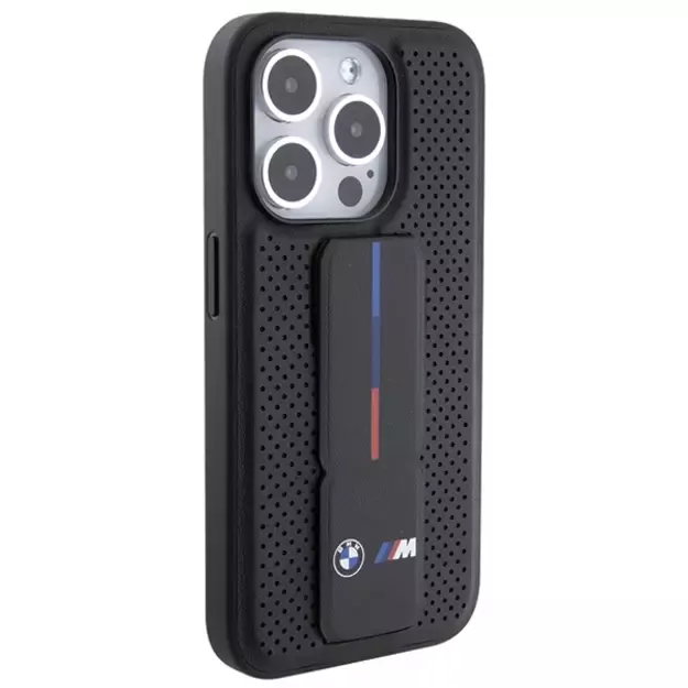 BMW Grip Stand Smooth & Perforated case for iPhone 15 Pro - black 4