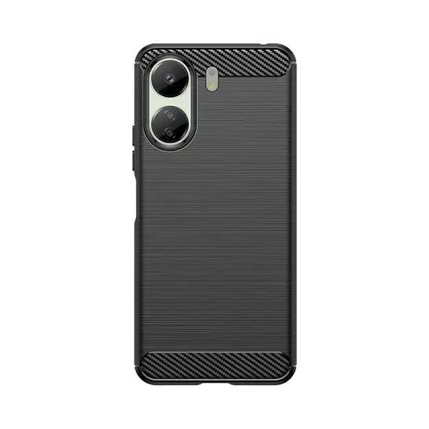 Carbon Case for Xiaomi Redmi 13c Flexible Silicone Carbon Cover - Black 1