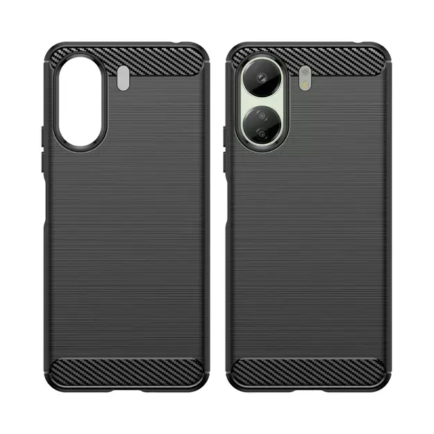 Carbon Case for Xiaomi Redmi 13c Flexible Silicone Carbon Cover - Black 6