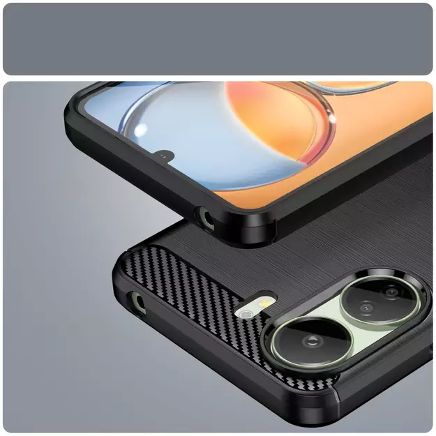 Carbon Case for Xiaomi Redmi 13c Flexible Silicone Carbon Cover - Black 11