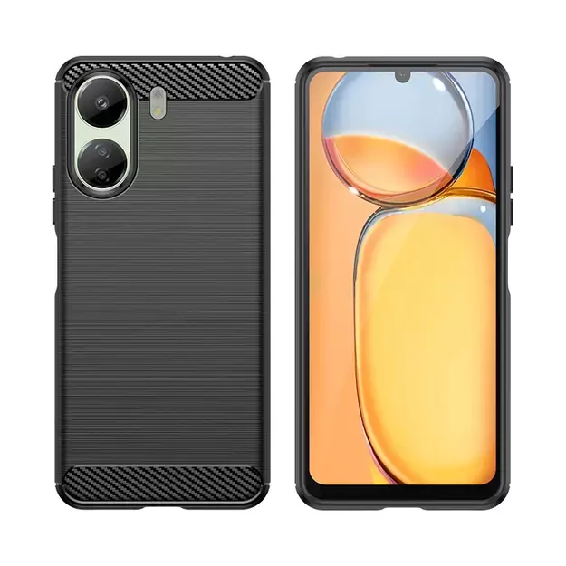 Carbon Case for Xiaomi Redmi 13c Flexible Silicone Carbon Cover - Black 5