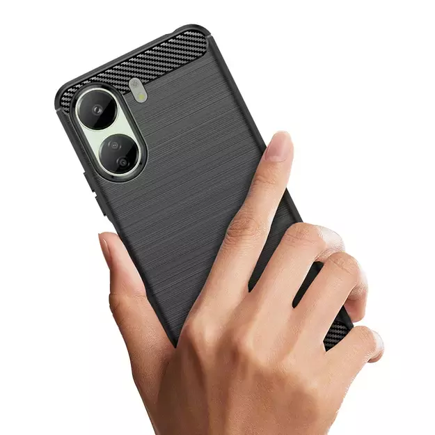 Carbon Case for Xiaomi Redmi 13c Flexible Silicone Carbon Cover - Black 4