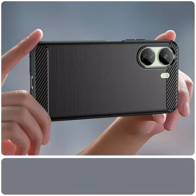 Carbon Case for Xiaomi Redmi 13c Flexible Silicone Carbon Cover - Black 10