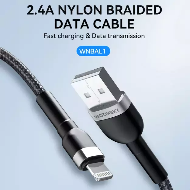 Wozinsky WNBAL1 USB-A / Lightning 2.4A cable 1 m - black 5