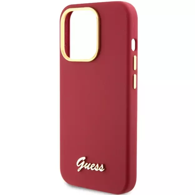 Guess Silicone Script Metal Logo & Frame case for iPhone 15 Pro - red 5
