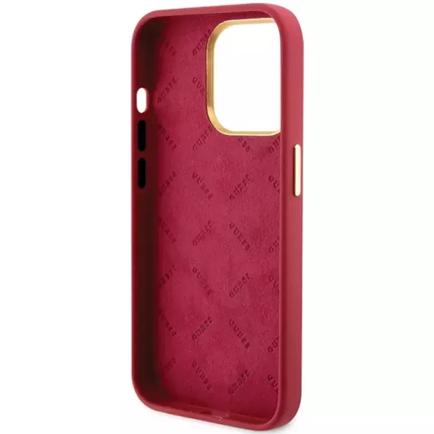 Guess Silicone Script Metal Logo & Frame case for iPhone 15 Pro - red 6