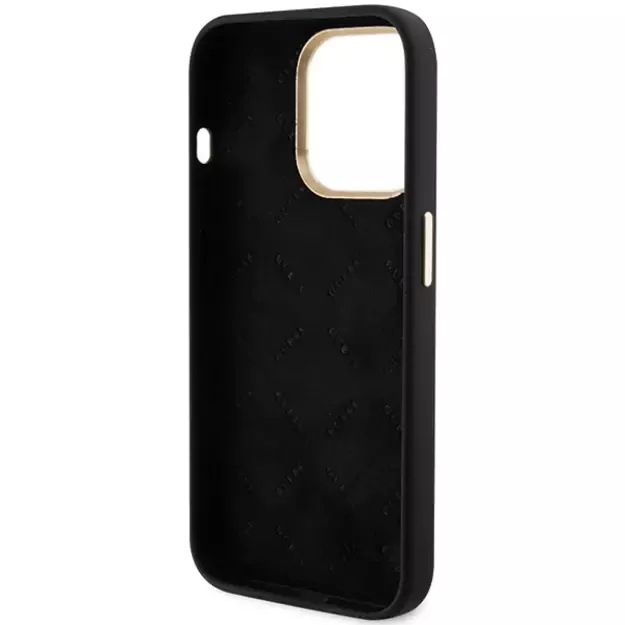 Guess Silicone Script Metal Logo &amp  Frame iPhone 15 Pro Max Case - Black 13