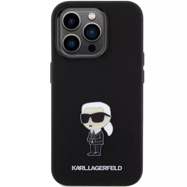 Karl Lagerfeld Silicone Ikonik Metal Pin case for iPhone 15 Pro - black 2