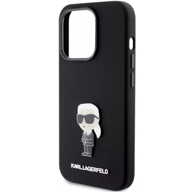 Karl Lagerfeld Silicone Ikonik Metal Pin case for iPhone 15 Pro - black 5