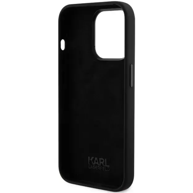 Karl Lagerfeld Silicone Ikonik Metal Pin case for iPhone 15 Pro - black 6