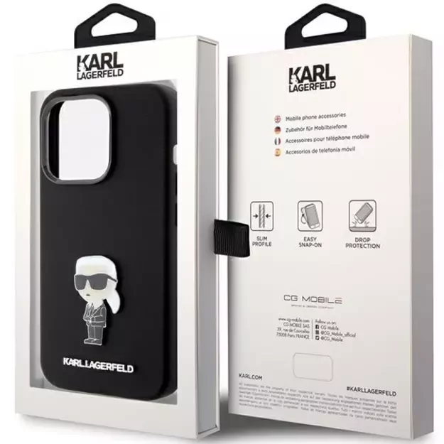 Karl Lagerfeld Silicone Ikonik Metal Pin case for iPhone 15 Pro - black 7