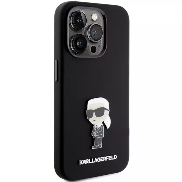 Karl Lagerfeld Silicone Ikonik Metal Pin case for iPhone 15 Pro - black 3