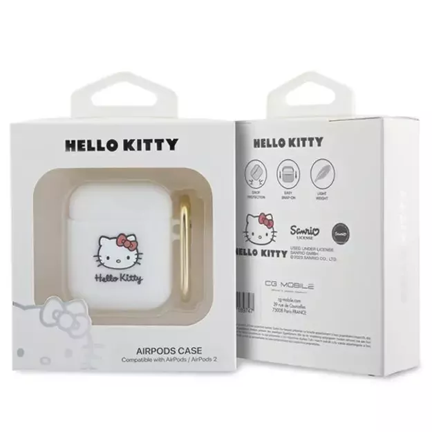 Hello Kitty Silicone 3D Kitty Head case for AirPods 1/2 - white 2
