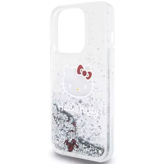 Hello Kitty Liquid Glitter Charms Kitty Head case for iPhone 13 Pro Max - silver 5