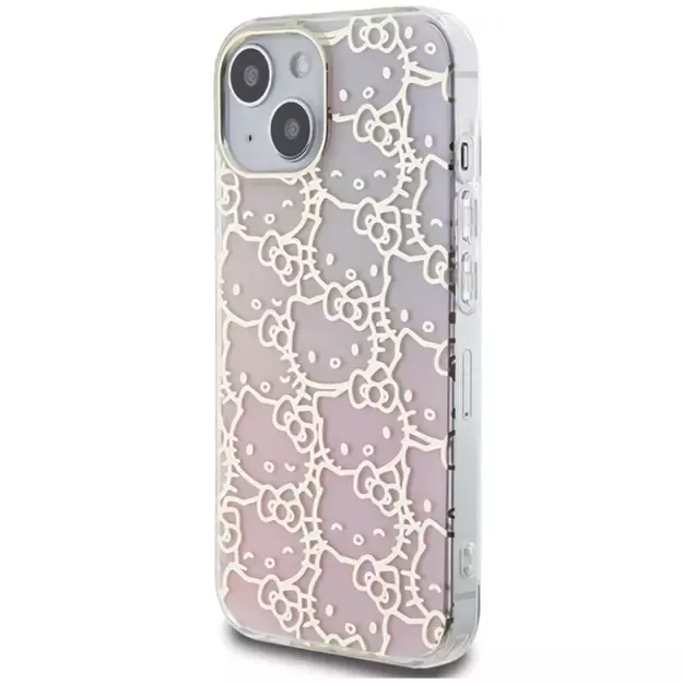 Hello Kitty IML Gradient Electrop Crowded Kitty Head case for iPhone 15 - pink 1