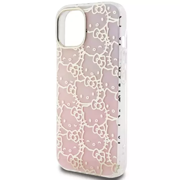 Hello Kitty IML Gradient Electrop Crowded Kitty Head case for iPhone 15 - pink 5